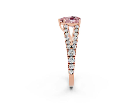 Rose gold Heart Cut Morganite Split Shank Pavé Engagement Ring with Four-Prong Setting_14