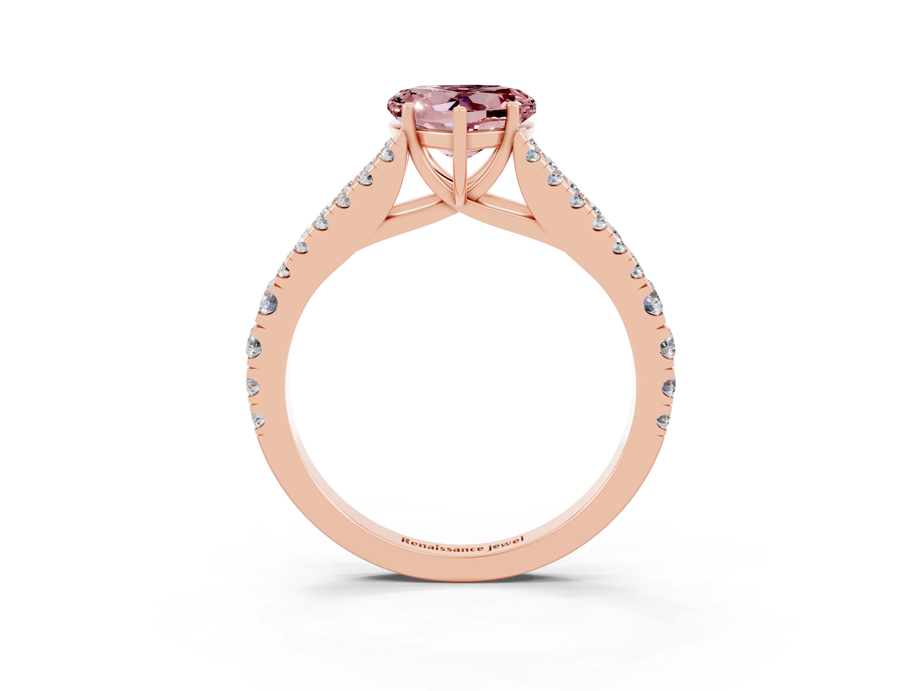 Rose gold Heart Cut Morganite Split Shank Pavé Engagement Ring with Four-Prong Setting_15