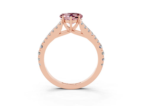 Rose gold Heart Cut Morganite Split Shank Pavé Engagement Ring with Four-Prong Setting_15