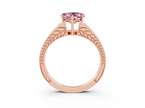 Rose gold Heart Cut Morganite Split Shank Ring with Pavé Band and Four-Prong Setting