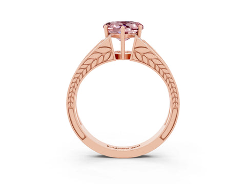 Rose gold Heart Cut Morganite Split Shank Ring with Pavé Band and Four-Prong Setting_3