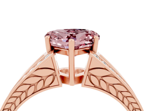 Rose gold Heart Cut Morganite Split Shank Ring with Pavé Band and Four-Prong Setting_4