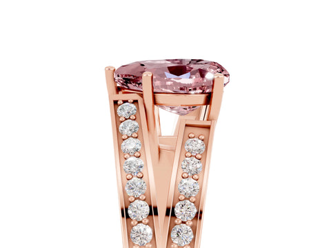 Rose gold Heart Cut Morganite Split Shank Ring with Pavé Band and Four-Prong Setting_5