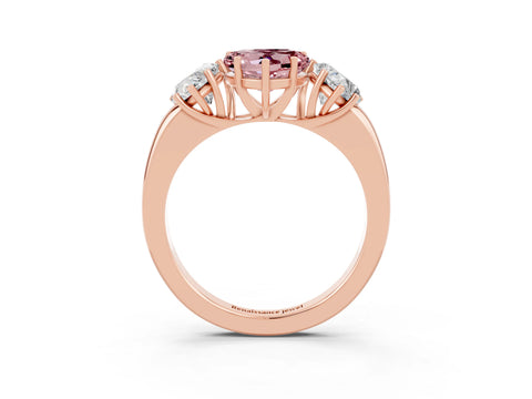 Rose gold Heart Cut Morganite Three-Stone Ring with Four-Prong Setting and Classic Band_3