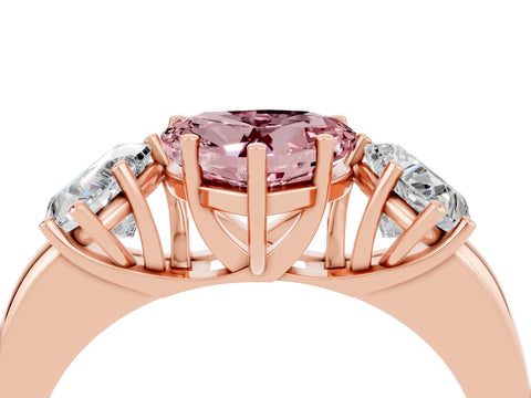 Rose gold Heart Cut Morganite Three-Stone Ring with Four-Prong Setting and Classic Band_4