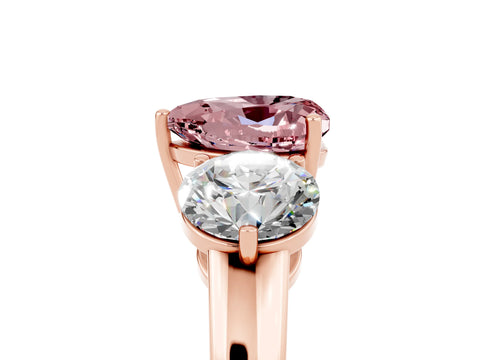 Rose gold Heart Cut Morganite Three-Stone Ring with Prong Setting and Classic Band_5