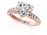Rose gold Heart Cut Pavé Band Solitaire Ring with Four-Prong Setting_139
