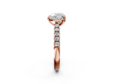 Rose gold Heart Cut Pavé Band Solitaire Ring with Four-Prong Setting_140