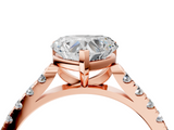 Rose gold Heart Cut Pavé Band Solitaire Ring with Four-Prong Setting_142