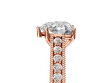 Rose gold Heart Cut Pave Band Milgrain Solitaire Ring_11