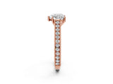 Rose gold Heart Cut Pave Band Milgrain Solitaire Ring_8