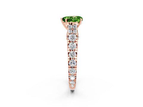 Rose gold Heart Cut Peridot Classic Solitaire Ring with Pavé Band and Four-Prong Setting_2