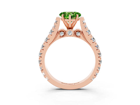 Rose gold Heart Cut Peridot Classic Solitaire Ring with Pavé Band and Four-Prong Setting_3