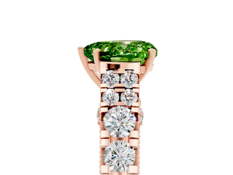 Rose gold Heart Cut Peridot Classic Solitaire Ring with Pavé Band and Four-Prong Setting_5