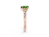 Rose gold Heart Cut Peridot Cluster Side Stone Solitaire Ring with Prong Setting_26