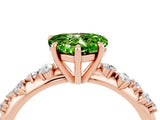 Rose gold Heart Cut Peridot Cluster Side Stone Solitaire Ring with Prong Setting_28