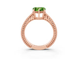 Rose gold Heart Cut Peridot Engagement Ring with Milgrain Channel Set Band and Prong Setting_3