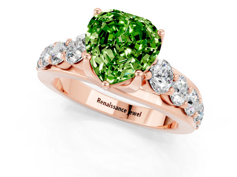 Rose gold Heart Cut Peridot Engagement Ring with Pavé Band and Four-Prong Setting_1