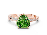 Rose gold Heart Cut Peridot Engagement Ring with Side Stone Accents and Four-Prong Setting_24