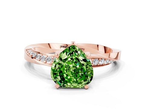 Rose gold Heart Cut Peridot Engagement Ring with Side Stone Accents and Four-Prong Setting_24