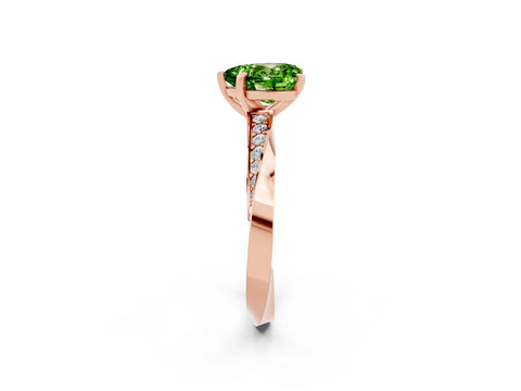 Rose gold Heart Cut Peridot Engagement Ring with Side Stone Accents and Four-Prong Setting_26