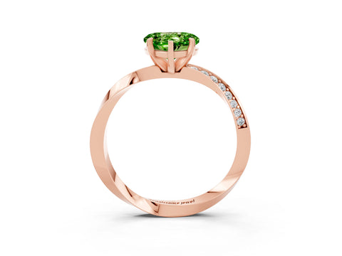 Rose gold Heart Cut Peridot Engagement Ring with Side Stone Accents and Four-Prong Setting_27