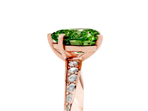 Rose gold Heart Cut Peridot Engagement Ring with Side Stone Accents and Four-Prong Setting_29