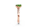 Rose gold Heart Cut Peridot Engagement Ring with Side Stone Accents and Four-Prong Setting_62