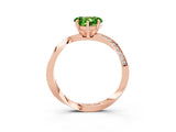 Rose gold Heart Cut Peridot Engagement Ring with Side Stone Accents and Four-Prong Setting_63
