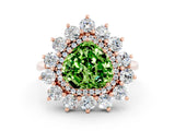 Rose gold Heart Cut Peridot Floral Double Halo Engagement Ring with Prong Setting_72
