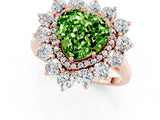 Rose gold Heart Cut Peridot Floral Double Halo Engagement Ring with Prong Setting_73