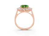 Rose gold Heart Cut Peridot Floral Double Halo Engagement Ring with Prong Setting_75