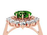Rose gold Heart Cut Peridot Floral Double Halo Engagement Ring with Prong Setting_76