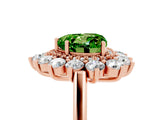 Rose gold Heart Cut Peridot Floral Double Halo Engagement Ring with Prong Setting_77