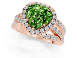 Rose gold Heart Cut Peridot Halo Ring with Round Split Shank and Prong Setting_49