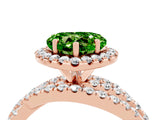 Rose gold Heart Cut Peridot Halo Ring with Round Split Shank and Prong Setting_52