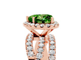 Rose gold Heart Cut Peridot Halo Ring with Round Split Shank and Prong Setting_53