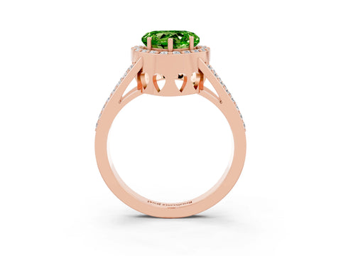 Rose gold Heart Cut Peridot Halo Ring with Split Shank U-Prong Band and Four-Prong Setting_3
