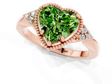 Rose gold Heart Cut Peridot Halo Ring with Tapered Band and Four-Prong Setting_1