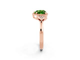 Rose gold Heart Cut Peridot Halo Ring with Tapered Band and Four-Prong Setting_2