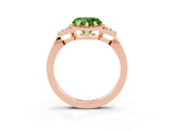 Rose gold Heart Cut Peridot Halo Ring with Tapered Band and Four-Prong Setting_3