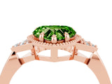 Rose gold Heart Cut Peridot Halo Ring with Tapered Band and Four-Prong Setting_4