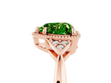 Rose gold Heart Cut Peridot Halo Ring with Tapered Band and Four-Prong Setting_5