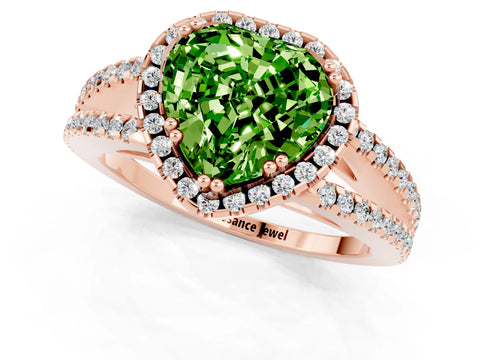 Rose gold Heart Cut Peridot Halo Split Shank Engagement Ring_13
