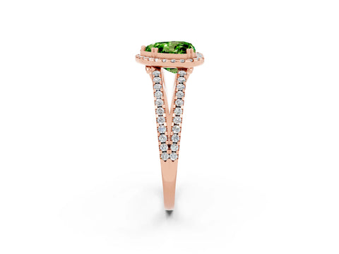 Rose gold Heart Cut Peridot Halo Split Shank Engagement Ring_14