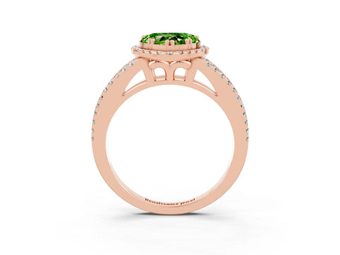 Rose gold Heart Cut Peridot Halo Split Shank Engagement Ring_15