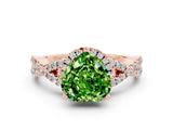 Rose gold Heart Cut Peridot  Halo Twist Band Solitaire Prong Setting Ring_36