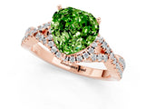Rose gold Heart Cut Peridot  Halo Twist Band Solitaire Prong Setting Ring_37