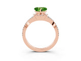 Rose gold Heart Cut Peridot  Halo Twist Band Solitaire Prong Setting Ring_39