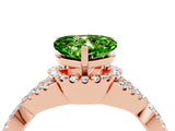 Rose gold Heart Cut Peridot  Halo Twist Band Solitaire Prong Setting Ring_40